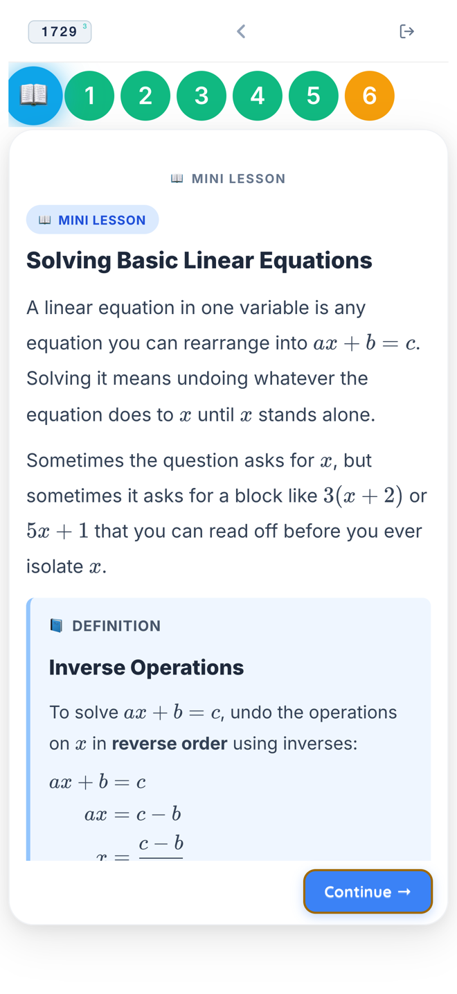 A short lesson on solving linear equations with a worked example